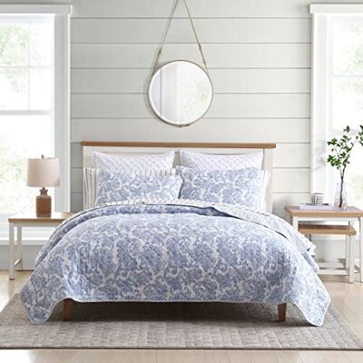 Stone Cottage - Queen Quilt Set, Cotton Reversible Bedding Set, All Season Cottage Home Décor (Field of Paisley Blue, Queen) Stone Cottage - Queen Quilt Set, Cotton Reversible Bedding Set, All Season Cottage Home Décor (Field of Paisley Blue, Queen)