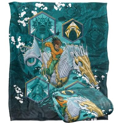 LOGOVISION AQUAMAN and The Lost Kingdom Blanket, 152 x 127 cm Seahorse Splash Silky Touch Super Soft Throw Blanket LOGOVISION AQUAMAN and The Lost Kingdom Blanket, 152 x 127 cm Seahorse Splash Silky Touch Super Soft Throw Blanket