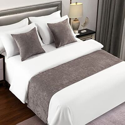 AMBERIS Bed Runner Grey, Chenille Soft No Fading Modern Bed Scarf (Pillowcases sold separately) AMBERIS Bed Runner Grey, Chenille Soft No Fading Modern Bed Scarf (Pillowcases sold separately)