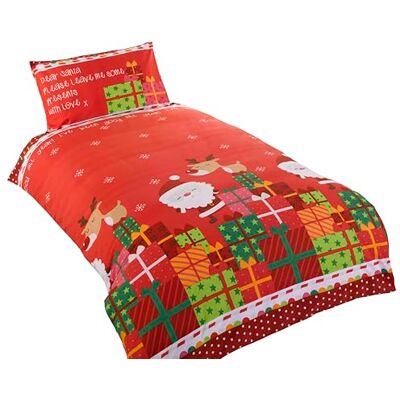 Rapport Home Kids Xmas Santa Claus Quilt Duvet Cover and Pillowcase Bedding Bed Set 2 Pieces Letter to Santa Toddler Duvet Cover Set (150 x 120cm) , Red Rapport Home Kids Xmas Santa Claus Quilt Duvet Cover and Pillowcase Bedding Bed Set 2 Pieces Letter to Santa Toddler Duvet Cover Set (150 x 120cm) , Red