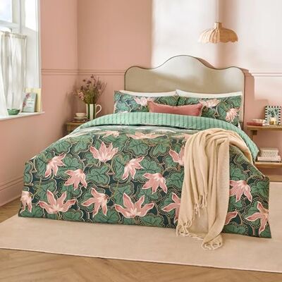 furn. Wylder Luella Duvet Cover Set – Reversible Floral and Stripe Cotton Blend Bedding with Oxford Trim (Juniper Green Super King) furn. Wylder Luella Duvet Cover Set – Reversible Floral and Stripe Cotton Blend Bedding with Oxford Trim (Juniper Green Super King)