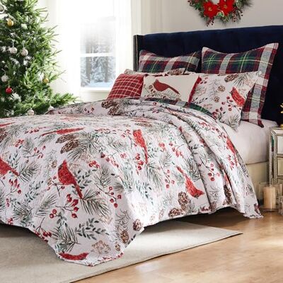 Greenland Home Cardinal Plaid Winter Wonderland Reversible Quilt Set, 3-Piece King/Cal King Greenland Home Cardinal Plaid Winter Wonderland Reversible Quilt Set, 3-Piece King/Cal King