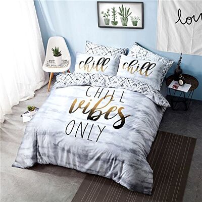 Sleepdown Chill Slogan Fully Reversible Duvet Quilt Cover + PillowCases (KIng) Sleepdown Chill Slogan Fully Reversible Duvet Quilt Cover + PillowCases (KIng)