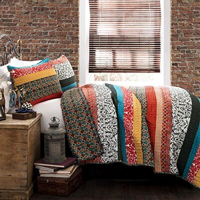 Lush Decor Boho Stripe Quilt Reversible 3 Piece Bedding Set - Bedding Set Lush Decor Boho Stripe Quilt Reversible 3 Piece Bedding Set - Bedding Set