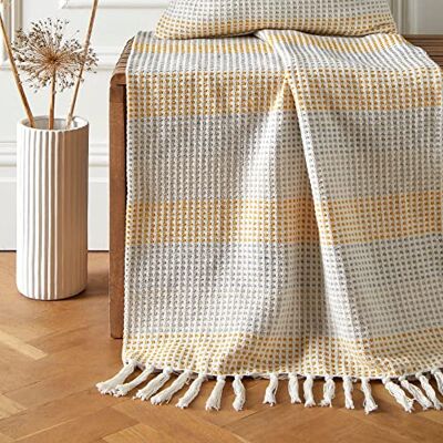 Appletree Reva Mustard Cotton Bedspread - Bedspread Appletree Reva Mustard Cotton Bedspread - Bedspread