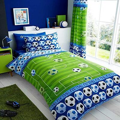 GC GAVENO CAVAILIA T&A Textiles and Hosiery Ltd Football Goal Shoot Kid Boys Single Bed Duvet Quilt Cover Bedding Set Green Blue GC GAVENO CAVAILIA T&A Textiles and Hosiery Ltd Football Goal Shoot Kid Boys Single Bed Duvet Quilt Cover Bedding Set Green Blue