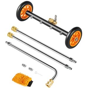 VEVOR 16" Pressure Washer Undercarriage Cleaner, Stainless Steel Surface Cleaner for Pressure Washer, 4000 Max PSI, Angle Adjustment Gear, 4 Spray Nozzles, 2 Extended Wands for Driveway, Patio, Deck VEVOR 16" Pressure Washer Undercarriage Cleaner, Stainless Steel Surface Cleaner for Pressure Washer, 4000 Max PSI, Angle Adjustment Gear, 4 Spray Nozzles, 2 Extended Wands for Driveway, Patio, Deck