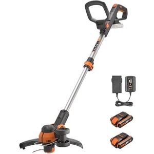 WORX WG163E 18V (20V MAX) Cordless Grass Trimmer With Command Feed And 2 Batteries Strimmer Line Strimmers Edge Cutter Black WORX WG163E 18V (20V MAX) Cordless Grass Trimmer With Command Feed And 2 Batteries Strimmer Line Strimmers Edge Cutter Black