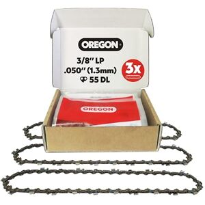 Oregon Chainsaw Chains, 3-Pack 3/8" Low Profile Pitch, 050" (1.3 mm) Gauge VXL Semi Chisel Replacement Chainsaw Chain for 16-Inch Bar, 55 Drive Links fits Stihl, Craftsman, McCulloch & Poulan (T55X3) Oregon Chainsaw Chains, 3-Pack 3/8" Low Profile Pitch, 050" (1.3 mm) Gauge VXL Semi Chisel Replacement Chainsaw Chain for 16-Inch Bar, 55 Drive Links fits Stihl, Craftsman, McCulloch & Poulan (T55X3)