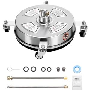 VEVOR 14" Pressure Washer Surface Cleaner, Stainless Steel Pressure Washer Attachments with 4 Wheels, 4000 Max PSI, 1/4 Quick Connector, 2 Spray Nozzles, 2 Extended Wands for Concrete, Patio, Deck VEVOR 14" Pressure Washer Surface Cleaner, Stainless Steel Pressure Washer Attachments with 4 Wheels, 4000 Max PSI, 1/4 Quick Connector, 2 Spray Nozzles, 2 Extended Wands for Concrete, Patio, Deck