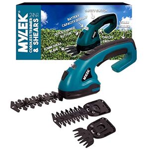MYLEK Cordless Hedge Trimmer, Grass Shears with 2 Blades and Blade Guards Handheld for Topiary Bush Shrubs, Edging Garden Grass Lawn, Quick Change Button, Safety Switch & Battery Capacity Display MYLEK Cordless Hedge Trimmer, Grass Shears with 2 Blades and Blade Guards Handheld for Topiary Bush Shrubs, Edging Garden Grass Lawn, Quick Change Button, Safety Switch & Battery Capacity Display