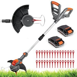Terratek Cordless Strimmer 20V 1HR Fast Charge Battery Garden Strimmer, Lightweight Grass Cutter Machine 30x Blades, Cordless Grass Trimmer with 2x Batteries and Charger Included Terratek Cordless Strimmer 20V 1HR Fast Charge Battery Garden Strimmer, Lightweight Grass Cutter Machine 30x Blades, Cordless Grass Trimmer with 2x Batteries and Charger Included