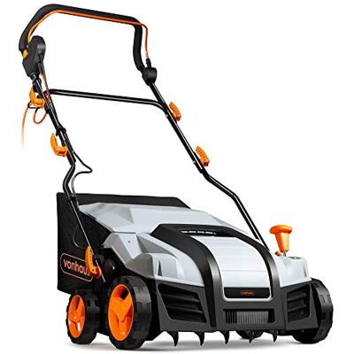 VonHaus Lawn Scarifier/Aerator/Rake Corded 1800W – 55L Box, 10m Cable Electric Grass Dethatcher Raking Machine for Garden, Aerates Soil, Removes Moss – 5 Depth Settings, 380mm Working Width VonHaus Lawn Scarifier/Aerator/Rake Corded 1800W – 55L Box, 10m Cable Electric Grass Dethatcher Raking Machine for Garden, Aerates Soil, Removes Moss – 5 Depth Settings, 380mm Working Width