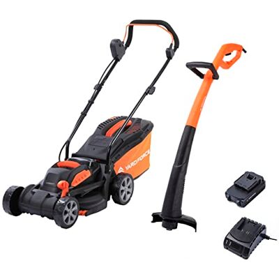 Yard Force 20V 33cm Cordless Lawn Mower & Grass Trimmer Set, Brushless Motor with Rear Roller, 25cm Trimmer, Battery & Charger Included, 30L Grass Box, Ideal for Small Gardens Yard Force 20V 33cm Cordless Lawn Mower & Grass Trimmer Set, Brushless Motor with Rear Roller, 25cm Trimmer, Battery & Charger Included, 30L Grass Box, Ideal for Small Gardens