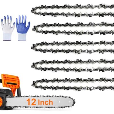 ANCKNE 5 Pack 12 Inch Chainsaw Chain 3/8" LP Pitch .043'' Gauge 45 Drive Links fits Dewalt 20V DCCS620, Kobalt 1224, Black Decker LCS1240, Oregon 90px045G, WORX WG380, Echo 90PX45CQ CS2511T and More ANCKNE 5 Pack 12 Inch Chainsaw Chain 3/8" LP Pitch .043'' Gauge 45 Drive Links fits Dewalt 20V DCCS620, Kobalt 1224, Black Decker LCS1240, Oregon 90px045G, WORX WG380, Echo 90PX45CQ CS2511T and More