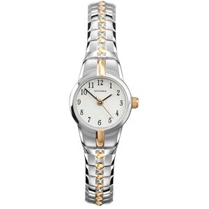 Sekonda Newton 19mm Womens Classic Analogue Quartz Watch with White Dial Mineral Glass and Two Tone Gold Silver Stainless Steel Expander Bracelet Sekonda Newton 19mm Womens Classic Analogue Quartz Watch with White Dial Mineral Glass and Two Tone Gold Silver Stainless Steel Expander Bracelet