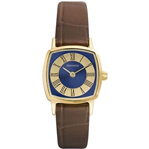 Sekonda Heritage Ladies 22mm Quartz Watch in Blue with Analogue Display, and Brown Leather Strap 40377 Sekonda Heritage Ladies 22mm Quartz Watch in Blue with Analogue Display, and Brown Leather Strap 40377