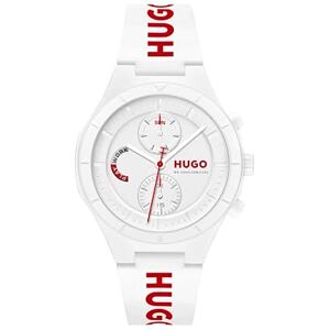 Hugo Boss Analogue Multifunction Quartz Watch for Men #LIT Multi Collection with White with Red Details Silicone Bracelet 1530406 Hugo Boss Analogue Multifunction Quartz Watch for Men #LIT Multi Collection with White with Red Details Silicone Bracelet 1530406