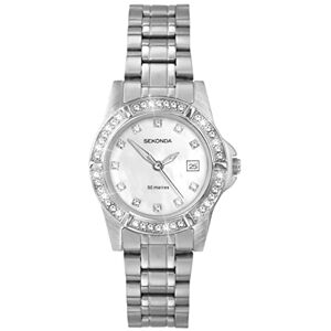 Sekonda Ladies 28mm Stone Set Dress Watch 50m Water Resistant Date Window Sekonda Ladies 28mm Stone Set Dress Watch 50m Water Resistant Date Window