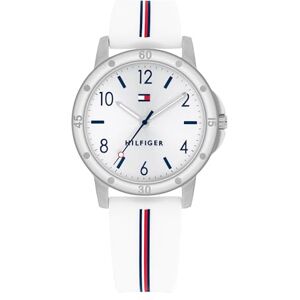 Tommy Hilfiger Girls Watch with Silver Dial, White Silicone Strap, 32mm Silver-Tone Case, 3 Hand Quartz Movement, 3ATM Water Resistant 1720014 Tommy Hilfiger Girls Watch with Silver Dial, White Silicone Strap, 32mm Silver-Tone Case, 3 Hand Quartz Movement, 3ATM Water Resistant 1720014