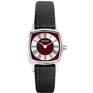 Sekonda Heritage Ladies 22mm Quartz Watch in Red with Analogue Display, and Black Leather Strap 40376 Sekonda Heritage Ladies 22mm Quartz Watch in Red with Analogue Display, and Black Leather Strap 40376