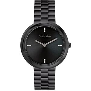 Calvin Klein Two Hand Quartz Movement Watch for Women Twisted Bezel Collection with Black Stainless Steel Bracelet 25100096 Calvin Klein Two Hand Quartz Movement Watch for Women Twisted Bezel Collection with Black Stainless Steel Bracelet 25100096