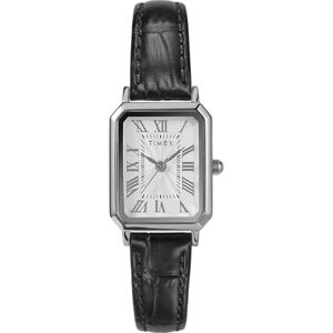 Timex Women's Trend 21 mm Watch, Black Leather Strap White Dial Silver-Tone Case TW2Y00800 Timex Women's Trend 21 mm Watch, Black Leather Strap White Dial Silver-Tone Case TW2Y00800