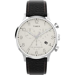 Timex Men's Waterbury 40 mm Watch, Black Leather Strap Cream Dial Stainless Steel Case TW2Y29400 Timex Men's Waterbury 40 mm Watch, Black Leather Strap Cream Dial Stainless Steel Case TW2Y29400