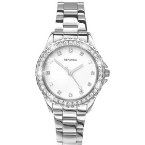 Sekonda Elizabeth Silver Bracelet White Dial Women's Quartz Watch 33mm with Stone Set Case, Analogue Display and Stainless Steel Bracelet Sekonda Elizabeth Silver Bracelet White Dial Women's Quartz Watch 33mm with Stone Set Case, Analogue Display and Stainless Steel Bracelet