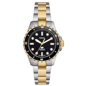Fossil Blue Dive Watch for Women, Quartz Movement with Stainless Steel or Leather Strap, Silver Tone and Black Fossil Blue Dive Watch for Women, Quartz Movement with Stainless Steel or Leather Strap, Silver Tone and Black
