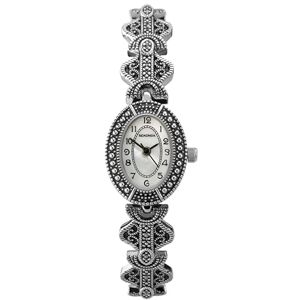 Sekonda 19mm Marcasite Vintage Style Ladies Analogue Bracelet Watch with Stone Set Oval Case and White Mother of Pearl Dial Sekonda 19mm Marcasite Vintage Style Ladies Analogue Bracelet Watch with Stone Set Oval Case and White Mother of Pearl Dial