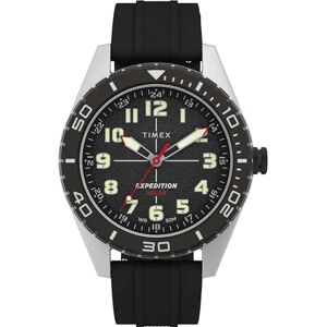 Timex Men's Expedition Field Solar 43mm Watch, Black Silicone Strap Black Dial IP Steel Case Timex Men's Expedition Field Solar 43mm Watch, Black Silicone Strap Black Dial IP Steel Case