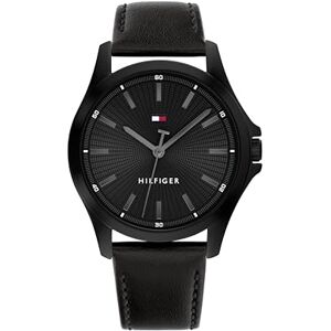 THW Tommy Hilfiger Three Hand Quartz Movement Watch for Men with Black Leather Strap 1792190 THW Tommy Hilfiger Three Hand Quartz Movement Watch for Men with Black Leather Strap 1792190