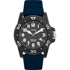 Timex Men's Main Street 42 mm Watch Blue Silicone Strap Black Dial Black Case TW5M61100 Timex Men's Main Street 42 mm Watch Blue Silicone Strap Black Dial Black Case TW5M61100