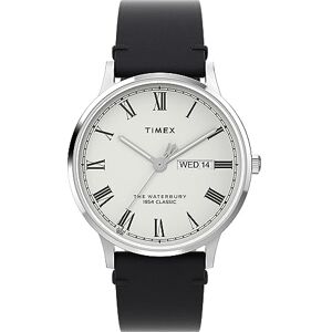 Timex Men's Waterbury 40 mm Watch Black Leather Two-Piece Quick Release Strap White Dial Stainless Steel Case TW2W15000 Timex Men's Waterbury 40 mm Watch Black Leather Two-Piece Quick Release Strap White Dial Stainless Steel Case TW2W15000
