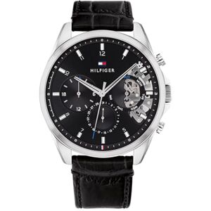 Tommy Hilfiger Analogue Multifunction Quartz Watch for Men with Black Leather Strap 1710449 Tommy Hilfiger Analogue Multifunction Quartz Watch for Men with Black Leather Strap 1710449