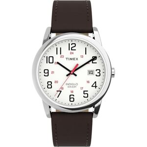 Timex Men's Easy Reader 38 mm Watch Brown Leather Strap with White Dial and Silver-Tone Case TW2Y12600 Timex Men's Easy Reader 38 mm Watch Brown Leather Strap with White Dial and Silver-Tone Case TW2Y12600