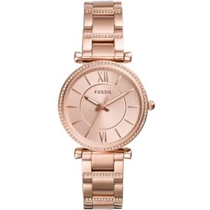 Fossil Watch for Women Carlie, Quartz Movement, 35 mm Rose Gold Stainless Steel Case with a Stainless Steel Strap, ES4301 Fossil Watch for Women Carlie, Quartz Movement, 35 mm Rose Gold Stainless Steel Case with a Stainless Steel Strap, ES4301