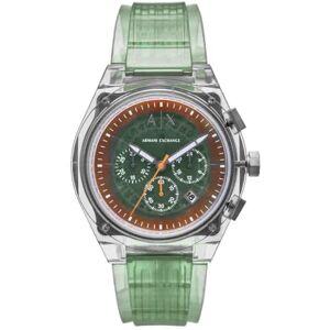 Armani Exchange Watch for Men Chronograph Movement and 46mm Case Size with Stainless Steel Leather or Silicone Strap, Light Green and Silver Tone Armani Exchange Watch for Men Chronograph Movement and 46mm Case Size with Stainless Steel Leather or Silicone Strap, Light Green and Silver Tone