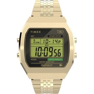 Timex Unisex T80 36 mm Watch Gold-Tone Stainless Steel Band Digital Dial Gold-Tone Case TW2V74300 Timex Unisex T80 36 mm Watch Gold-Tone Stainless Steel Band Digital Dial Gold-Tone Case TW2V74300