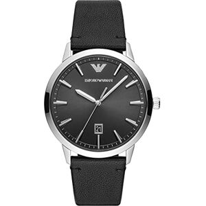 Emporio Armani Watch for Men, Three Hand Date Movement, 43 mm Silver Stainless Steel Case with a Leather Strap, AR11193 Emporio Armani Watch for Men, Three Hand Date Movement, 43 mm Silver Stainless Steel Case with a Leather Strap, AR11193