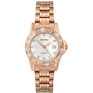 Sekonda Ladies 28mm Stone Set Dress Watch 50m Water Resistant Date Window Sekonda Ladies 28mm Stone Set Dress Watch 50m Water Resistant Date Window