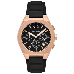 Armani Exchange Watch for Men, Quartz Chronograph Movement and 42mm Case Size with Silicone Strap, Black and Gold Tone Armani Exchange Watch for Men, Quartz Chronograph Movement and 42mm Case Size with Silicone Strap, Black and Gold Tone