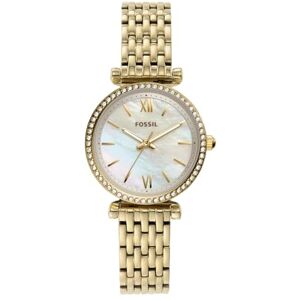 Fossil Watch for Women Carlie , Quartz Movement, 28 mm Gold Stainless Steel Case with a Stainless Steel Strap, ES4735 Fossil Watch for Women Carlie , Quartz Movement, 28 mm Gold Stainless Steel Case with a Stainless Steel Strap, ES4735