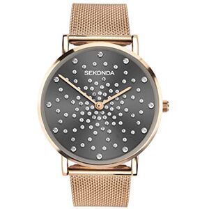 Sekonda Celeste Ladies 36mm Quartz Watch in Grey with Analogue Display, and Rose Gold Stainless Steel Mesh Bracelet 40029 Sekonda Celeste Ladies 36mm Quartz Watch in Grey with Analogue Display, and Rose Gold Stainless Steel Mesh Bracelet 40029