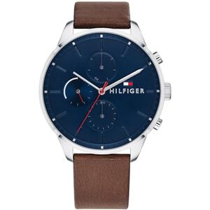 Tommy Hilfiger Men's Analogue Multifunction Quartz Watch Brown Leather Strap, 44mm Navy Dial, 3-Hand Movement, Water Resistant 5ATM 1791487 Tommy Hilfiger Men's Analogue Multifunction Quartz Watch Brown Leather Strap, 44mm Navy Dial, 3-Hand Movement, Water Resistant 5ATM 1791487
