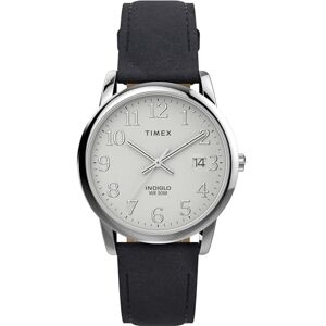 Timex Men's Easy Reader 35mm Watch, Black Leather Strap White Dial Silver-Tone Case Timex Men's Easy Reader 35mm Watch, Black Leather Strap White Dial Silver-Tone Case