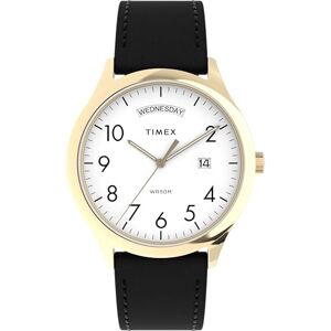 Timex Men's Easy Reader 40 mm Watch Black Leather Strap White Dial Gold-Tone Case TW2W68500 Timex Men's Easy Reader 40 mm Watch Black Leather Strap White Dial Gold-Tone Case TW2W68500