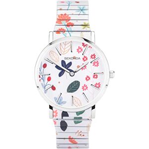 Sekonda Maxima Ladies 38mm Quartz Watch in Multicoloured with Analogue Display, and Floral Patterned Stainless Steel Strap 40581 Sekonda Maxima Ladies 38mm Quartz Watch in Multicoloured with Analogue Display, and Floral Patterned Stainless Steel Strap 40581