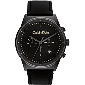 Calvin Klein Analogue Multifunction Quartz Watch for Men CK Impressive Collection with Black Leather Strap 25200298 Calvin Klein Analogue Multifunction Quartz Watch for Men CK Impressive Collection with Black Leather Strap 25200298